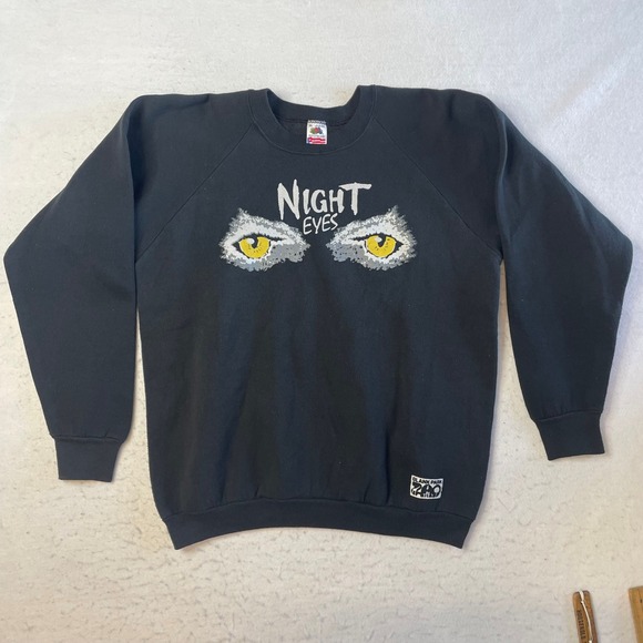 Fruit of the Loom Other - Vintage Sweatshirt Mens XL Black Night Eyes Blank Park Zoo Vintage 90s